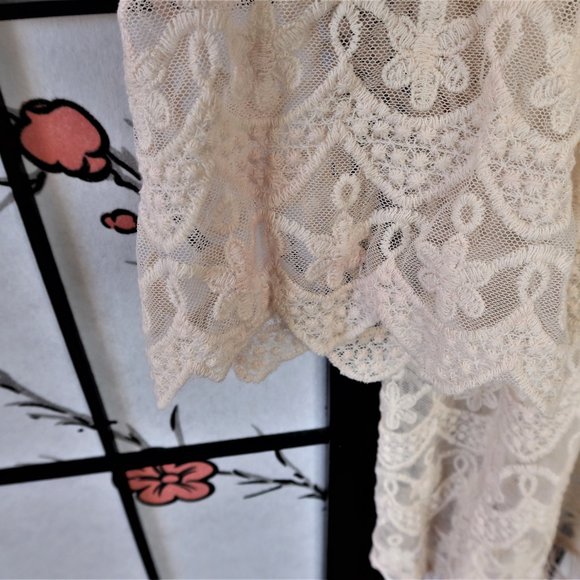 Blue Rain Cream Lacy Cardigan Size Large - Picture 6 of 14